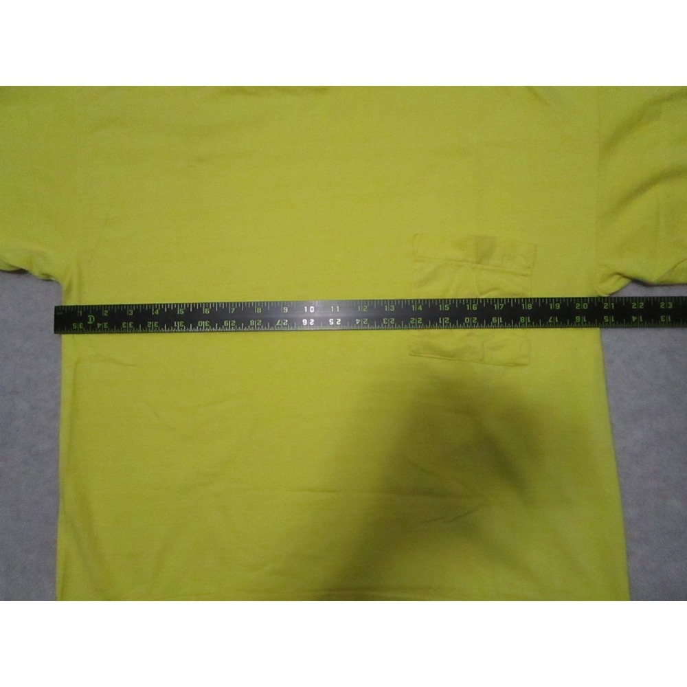 Vintage Selvedge Pocket Shirt‎ Mens M Yellow Vibrant Single Stitch 90s Boxy Fit - Picture 5 of 9